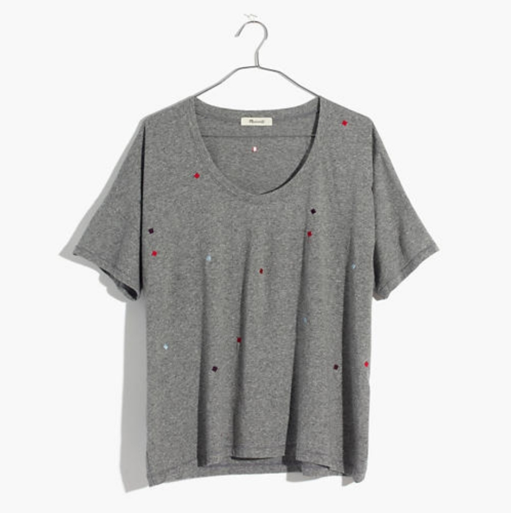 MADEWELL - EMBROIDERED U-NECK TEE